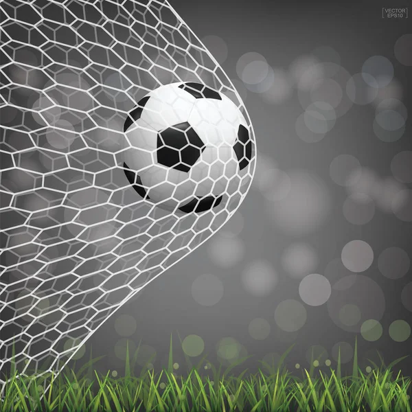 Futbol futbol topu futbol gol ile ışık bokeh arka plan bulanık. Vektör çizim.