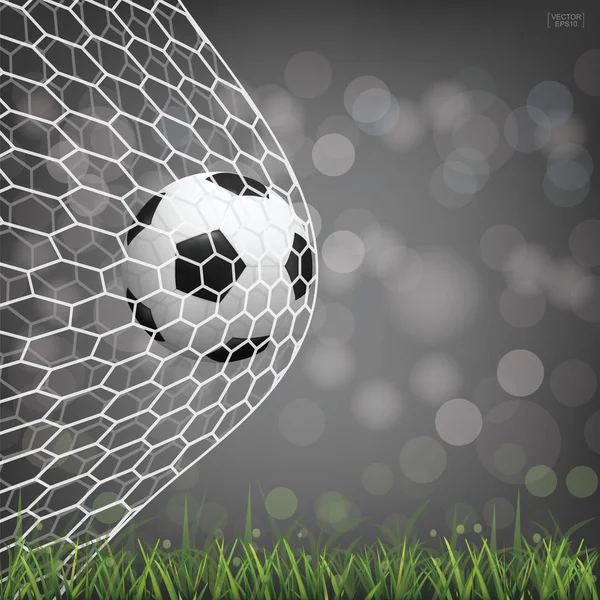 Futbol futbol topu futbol gol ile ışık bokeh arka plan bulanık. Vektör çizim.