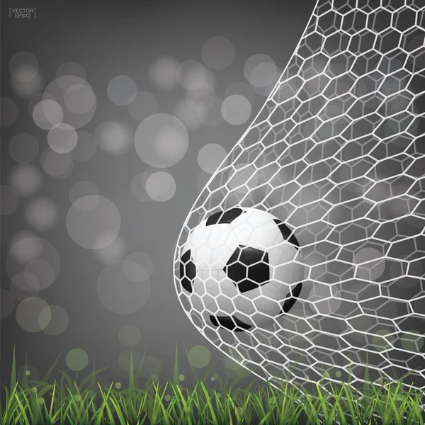 Futbol futbol topu futbol gol ile ışık bokeh arka plan bulanık. Vektör çizim.