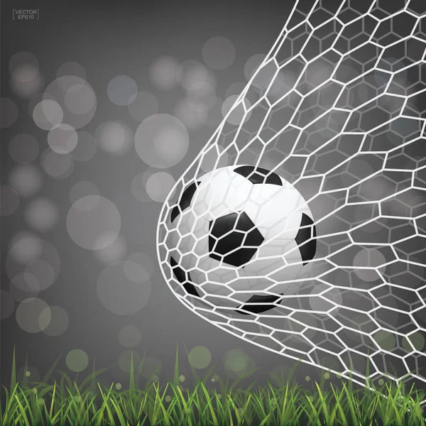 Futbol futbol topu futbol gol ile ışık bokeh arka plan bulanık. Vektör çizim.