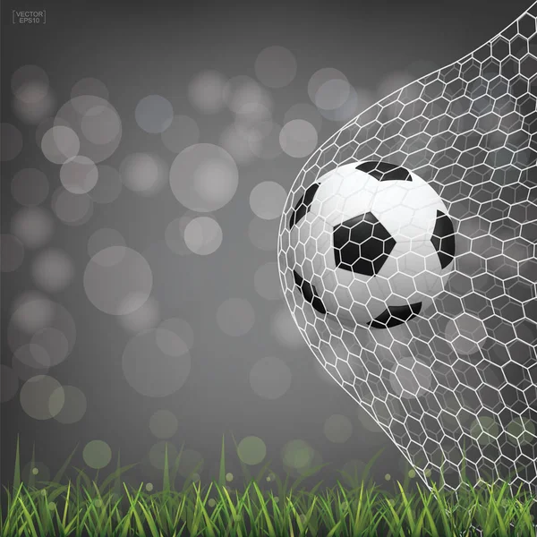 Futbol futbol topu futbol gol ile ışık bokeh arka plan bulanık. Vektör çizim.