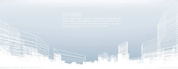 Abstrakcyjne Tło Miasta Perspektywny Renderowanie Budynku Okablowania Ilustracja Wektora — Wektor stockowy