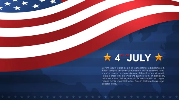 独立日的背景为7月4日 蓝色背景和美国国旗 矢量说明 — 图库矢量图片
