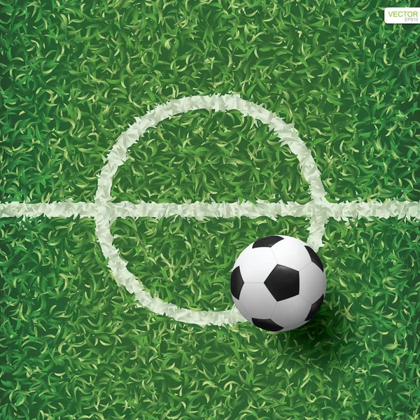 Pelota Fútbol Sobre Hierba Verde Patrón Campo Fútbol Fondo Textura — Vector de stock