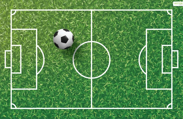 Soccer Football Ball Green Grass Soccer Field Line Pattern Grass — Stock Vector