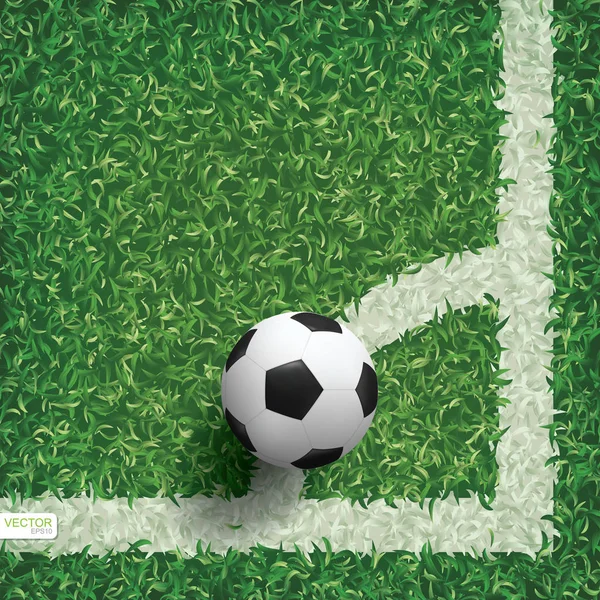 Fútbol Pelota Fútbol Área Esquina Del Campo Fútbol Con Fondo — Vector de stock