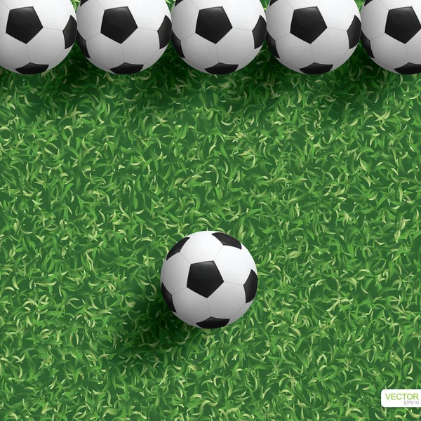 Soccer Football Ball Green Grass Field Background Vector Illustration — Stock Vector