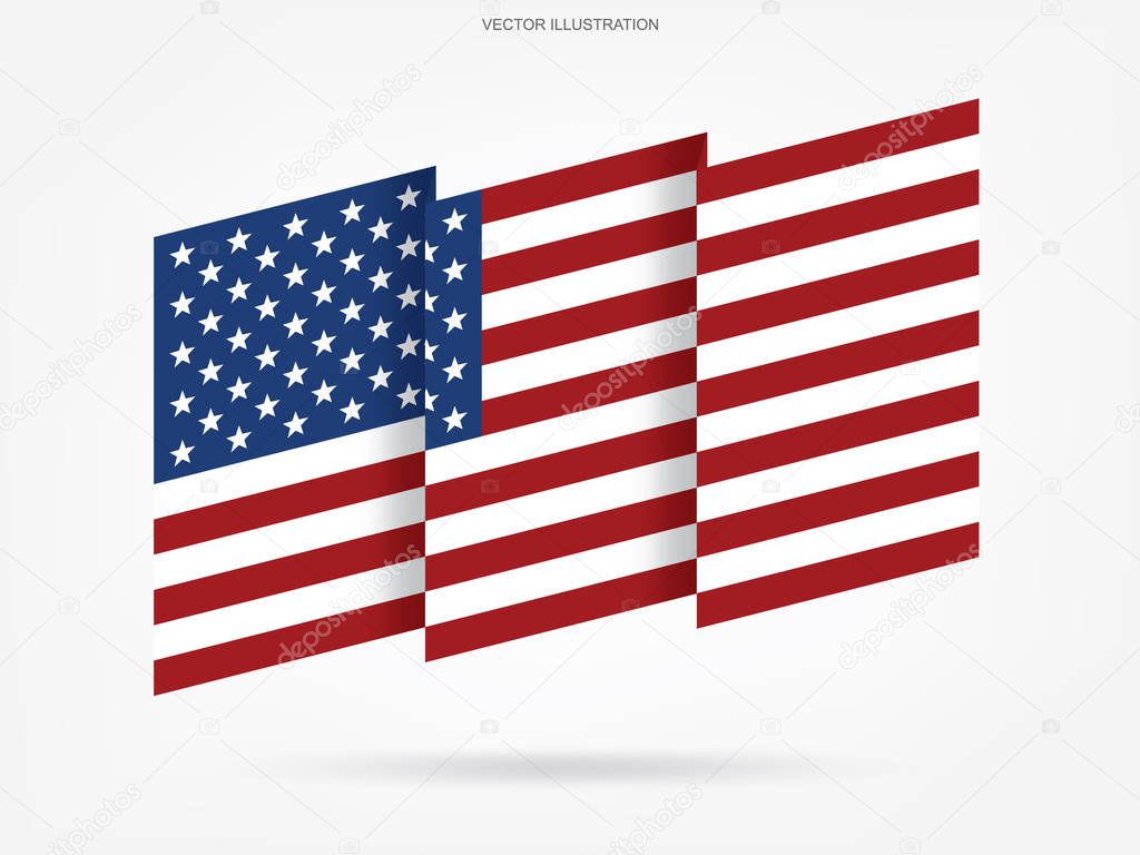 Abstract American flag on white background. Vector illustration.
