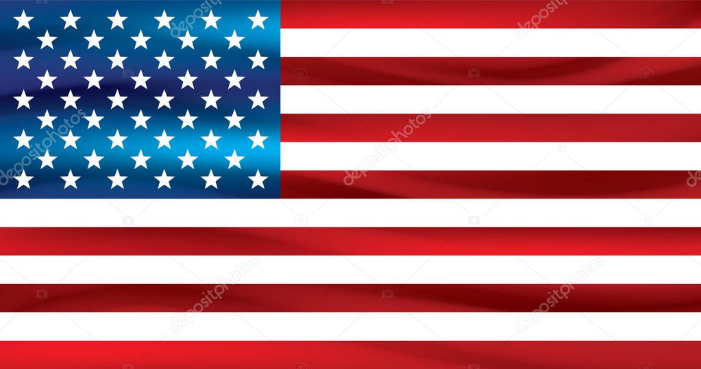 American flag on white background. Vector illustration.