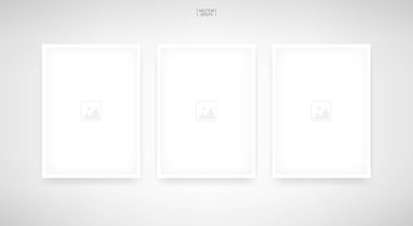 Boş fotoğraf çerçevesi veya resim çerçevesi beyaz arka plan üzerinde. Bulunduðu kopya alanı için arka plan resmi, fotoğraf, poster ve başlık sayfası ürün için. Vektör çizim.