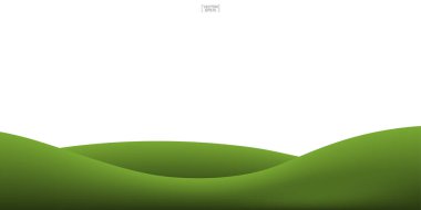 Yeşil çimen tepesi arka planı beyaza izole edilmiş. Doğal şablon tasarımı için dış mekan soyut arka planı. Vektör illüstrasyonu.