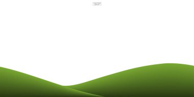 Yeşil çimen tepesi arka planı beyaza izole edilmiş. Doğal şablon tasarımı için dış mekan soyut arka planı. Vektör illüstrasyonu.