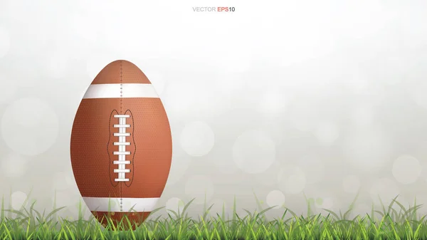 Americký Fotbalový Míč Nebo Rugby Fotbalový Míč Zelené Trávě Hřiště — Stockový vektor