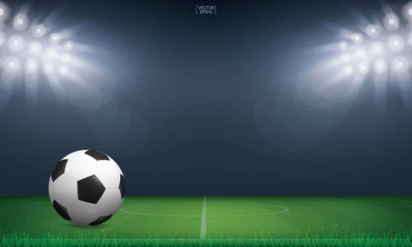 Fútbol Balón Fútbol Sobre Hierba Verde Campo Fútbol Campo Fútbol — Vector de stock