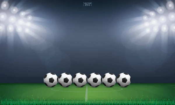 Fútbol Balón Fútbol Sobre Hierba Verde Campo Fútbol Campo Fútbol — Vector de stock