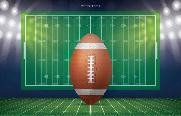 Ballon Football Sur Fond Stade Football Avec Schéma Ligne Perspective — Image vectorielle