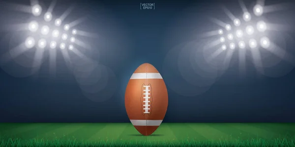 Ballon Football Sur Fond Stade Football Avec Schéma Ligne Perspective — Image vectorielle
