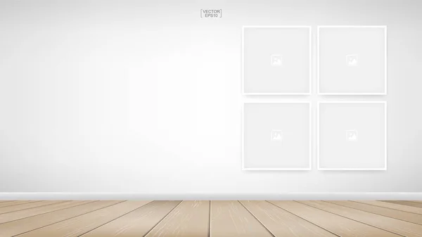 Prázdné Foto Rám Nebo Rám Pozadí Prostoru Místnosti Prostor Bílou — Stockový vektor