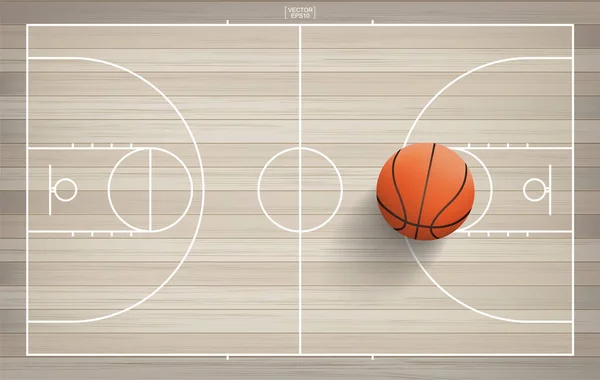Basketball ball on basketball field background. Vector illustration.