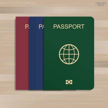 Ahşap desen ve doku arka plan pasaportla kümesi. Vektör çizim.