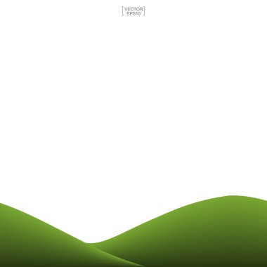 Yeşil çimen tepesi arka planı beyaza izole edilmiş. Doğal şablon tasarımı için dış mekan soyut arka planı. Vektör illüstrasyonu.