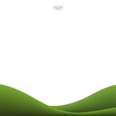 Yeşil çimen tepesi arka planı beyaza izole edilmiş. Doğal şablon tasarımı için dış mekan soyut arka planı. Vektör illüstrasyonu.