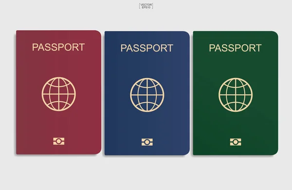 Ensemble Passeport Sur Fond Blanc Illustration Vectorielle — Image vectorielle