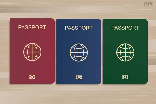 一套关于木材图案和纹理背景的护照 矢量插图 — 图库矢量图片