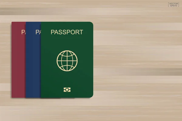 一套关于木材图案和纹理背景的护照 矢量插图 — 图库矢量图片