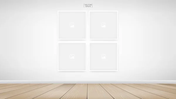 Prázdné Foto Rám Nebo Rám Pozadí Prostoru Místnosti Prostor Bílou — Stockový vektor