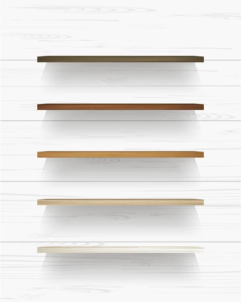 Wooden Shelf White Wooden Wall Background Soft Shadow Vector