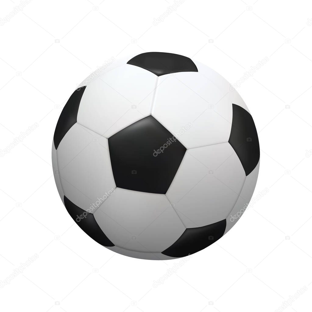 Realistic soccer football ball on white background. Vector illustration.