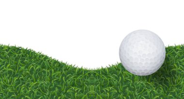 Golf topu ve yeşil çim arka plan kopya alanı için alan ile. Vektör çizim.