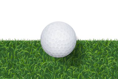Golf topu ve yeşil çim arka plan kopya alanı için alan ile. Vektör çizim.