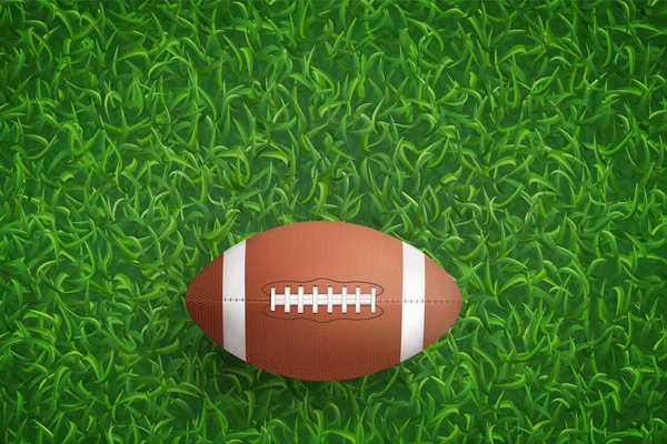 Αμερικανικό Ποδόσφαιρο Μπάλα Στο Πράσινο Χορτάρι Υφή Φόντου Εικονογράφηση Διάνυσμα — Διανυσματικό Αρχείο