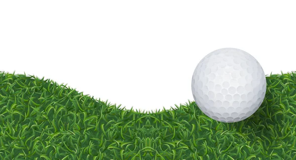 Golfball Und Grünes Gras Hintergrund Mit Bereich Für Kopierraum Vektorillustration — Stockvektor