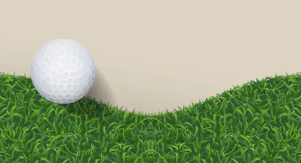 Golf Topu Yeşil Çim Arka Plan Ile Vektör Çizim — Stok Vektör