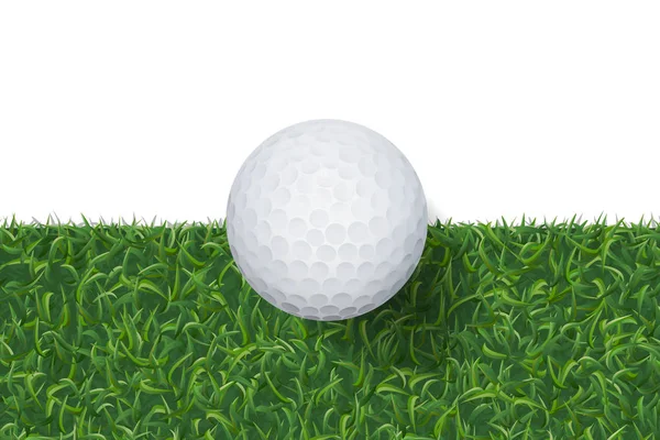 Golfball Und Grünes Gras Hintergrund Mit Bereich Für Kopierraum Vektorillustration — Stockvektor