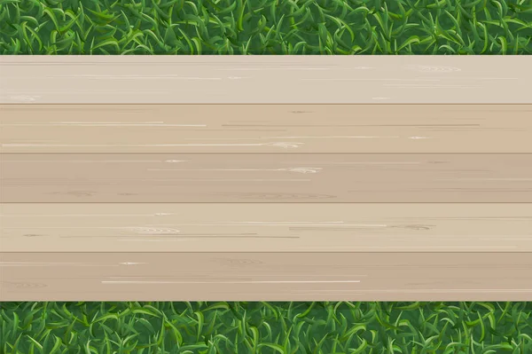 Grüne Grasstruktur Und Holzmuster Für Den Hintergrund Vektorillustration — Stockvektor