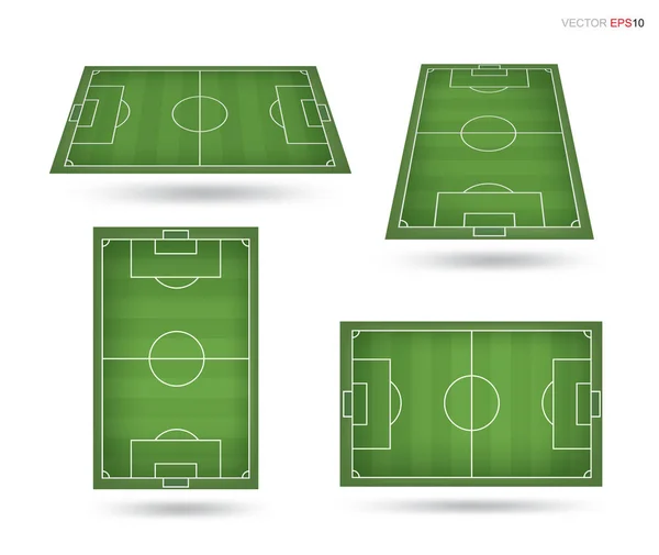 Conjunto Campo Fútbol Campo Fútbol Sobre Fondo Blanco Elementos Perspectiva — Vector de stock