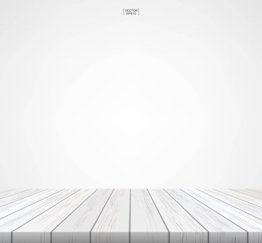 Ahşap zemin ve beyaz duvar arka plan vektör çizim ile oda yer.