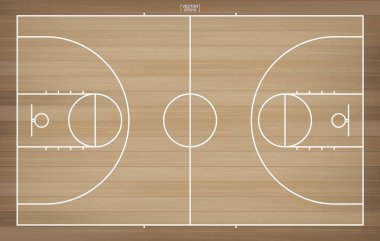 Basketbol alan arka plan için. Basketbol sahası çizgi deseni alana sahip en iyi görünümü. Vektör çizim.