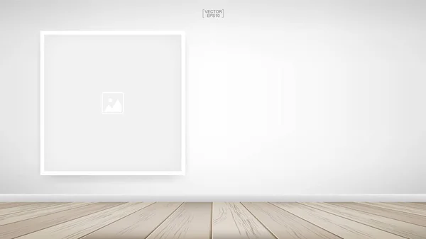 相框或画框在白色墙壁背景与木地板 矢量插图 — 图库矢量图片