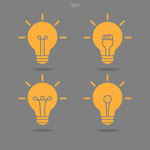 Gloeilamp Pictogram Set Lamp Teken Stmbol Vectorillustratie — Stockvector