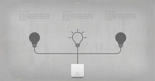 Abstracte Gloeilamp Symbool Licht Schakelen Betonnen Muur Achtergrond Vectorillustratie — Stockvector