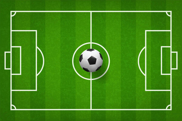 Футбольный мяч на зеленой траве футбольного поля рисунок фона. Векторная иллюстрация
.