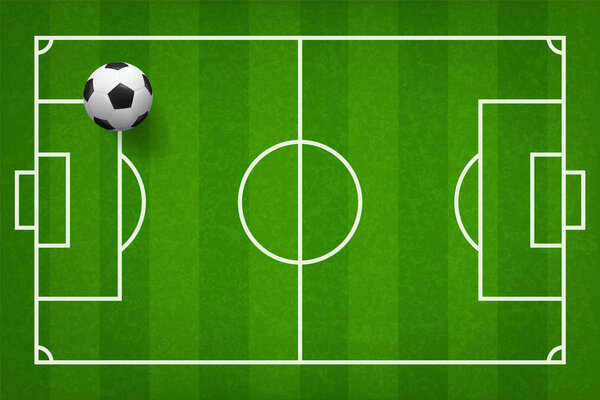 Футбольный мяч на зеленой траве футбольного поля рисунок фона. Векторная иллюстрация
.