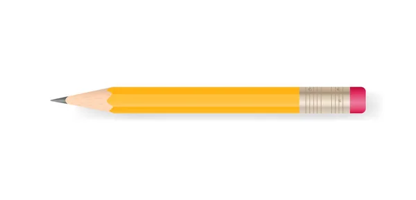 Жовтий Олівець Білому Тлі Якою Тінь Векторні Ілюстрації — стоковий вектор