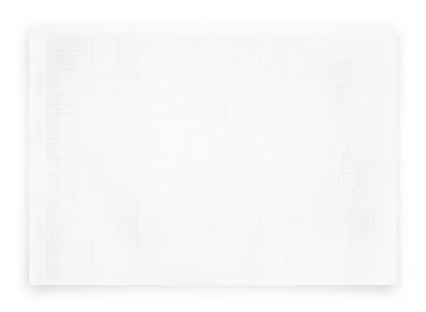 Weißes Papier Mit Raster Linienmuster Isoliert Auf Weißem Hintergrund Mit — Stockfoto
