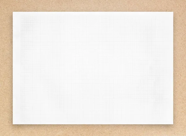Weißes Papierblatt Mit Rasterlinienmuster Auf Braunem Hintergrund — Stockfoto